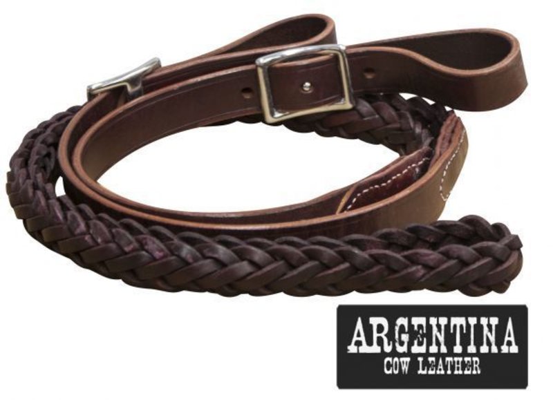 Round Braided Leather Split Reins - 7' - Gass Horse Supply & Western Wear