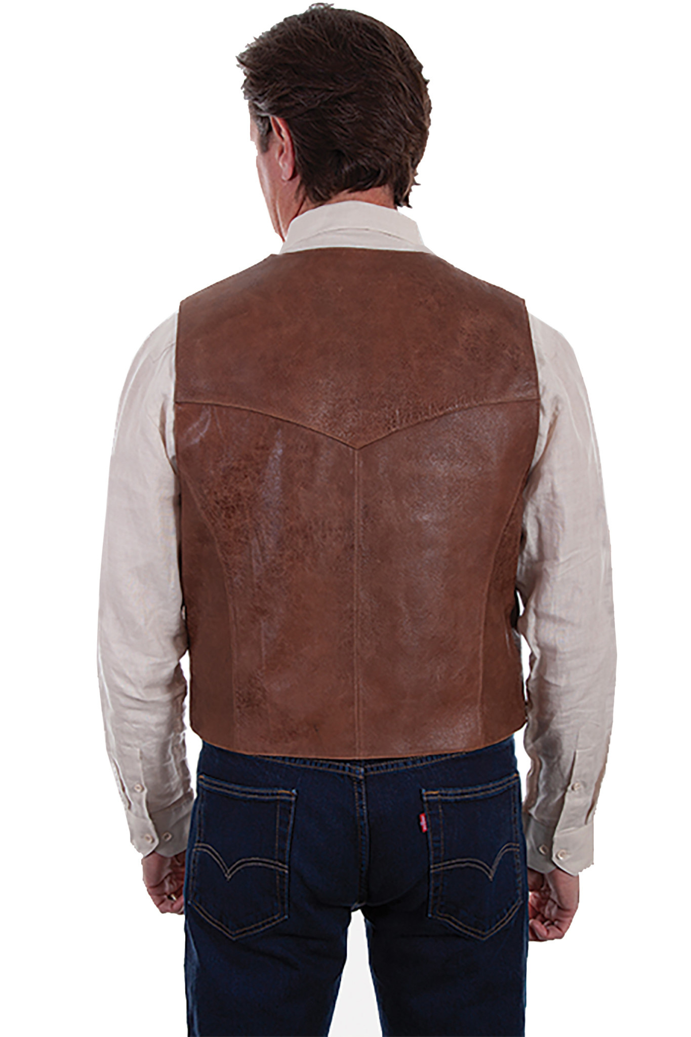 Scully Ribbed Cognac Lamb Leather Western Vest
