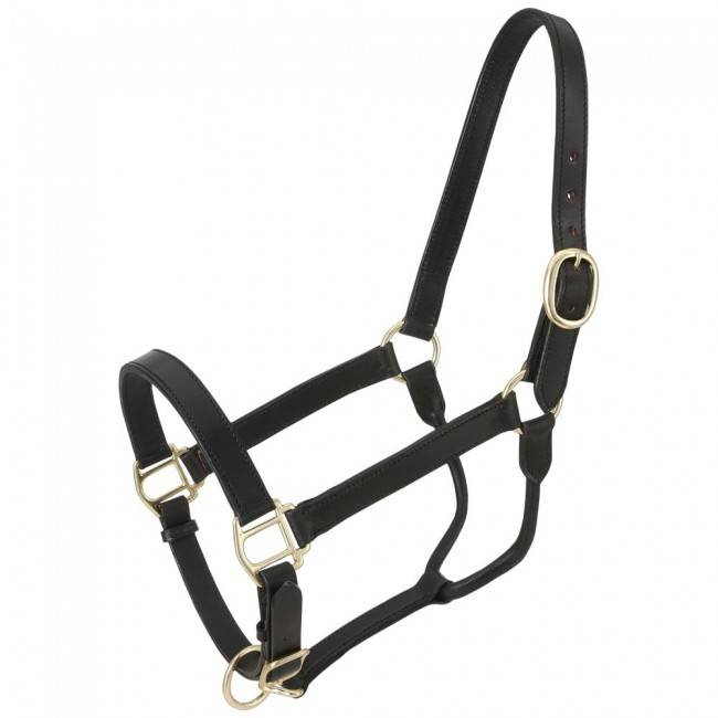 Tough1 Triple Stitch Leather Halter Black, Horse Gass Horse Supply