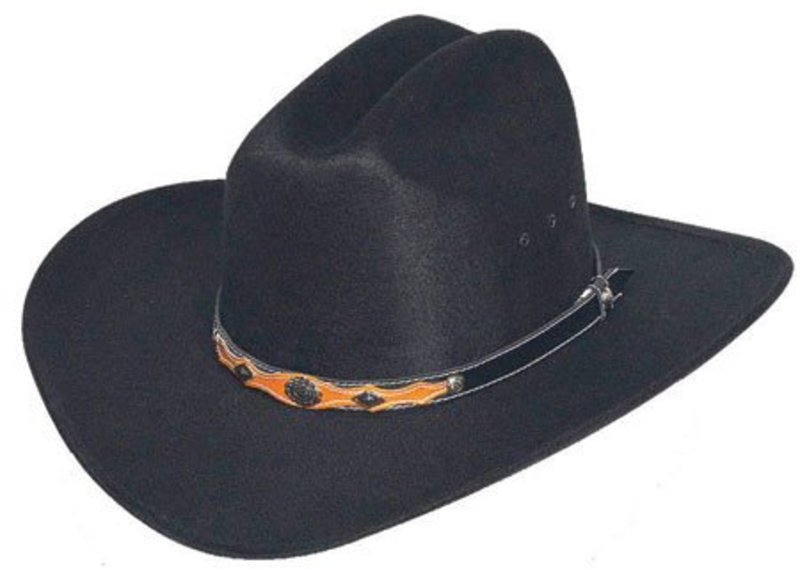 WEX WEX Faux Felt Cowboy Hat w/ Concho Hat Band - Black