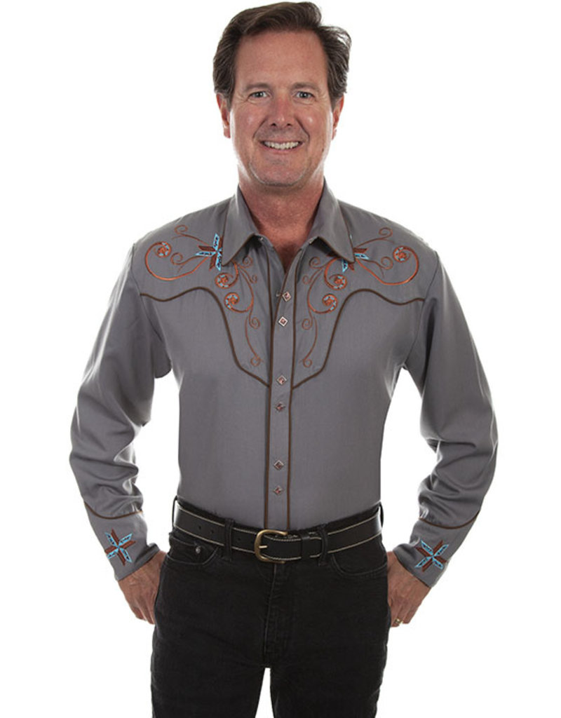 Cross Embroidered Western Shirt 