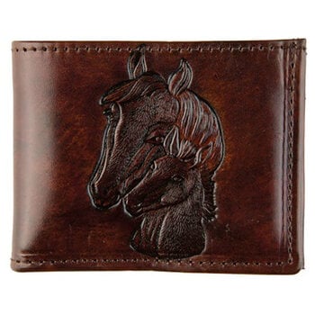 WEX Stitched Leather Billfold, Brown w/Horse