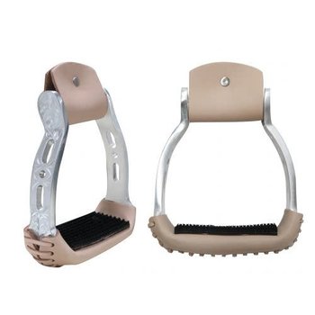 Showman Aluminum Barrel Racing Stirrups, Engraved - Silver