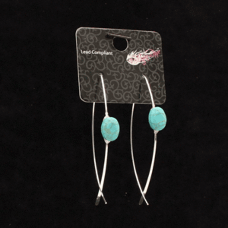 Earrings - Blazin Roxx Silver Thread with Turquoise Stone