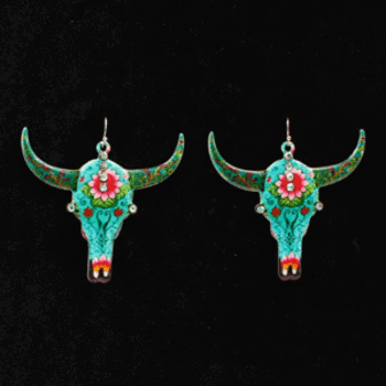 Earrings - Blazin Roxx Floral Cow Skull