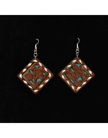 Earrings - Leather with Turquoise Accents