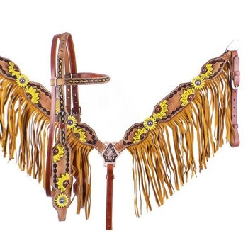Showman Hand Painted Sunflower Browband HS & BC Set - Horse Size