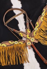 Showman Hand Painted Sunflower Browband HS & BC Set - Horse Size