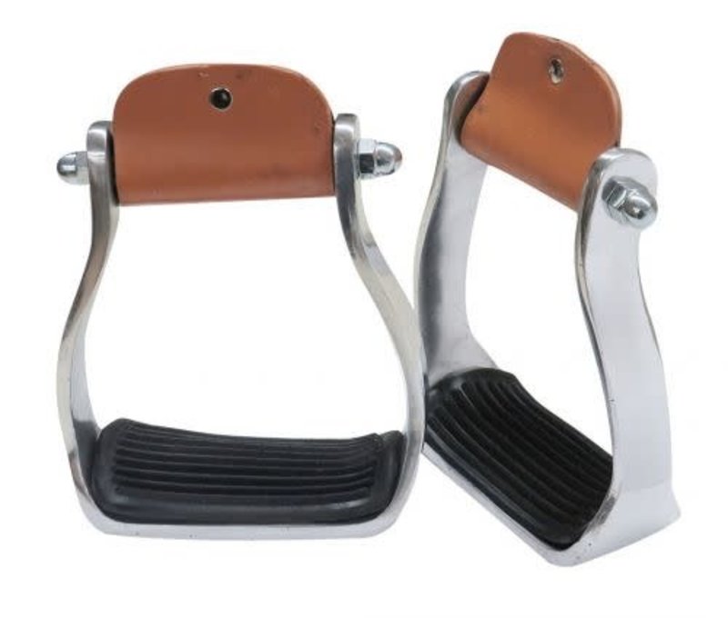 Showman Polished Aluminum Stirrup with Rubber Tread