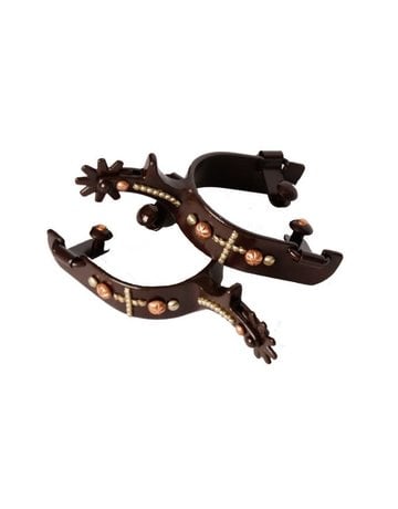 Showman Brown Steel Spur with Copper Studded Cross