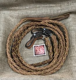 Lamprey Leather Braided Split Reins with Buckle End - Brown