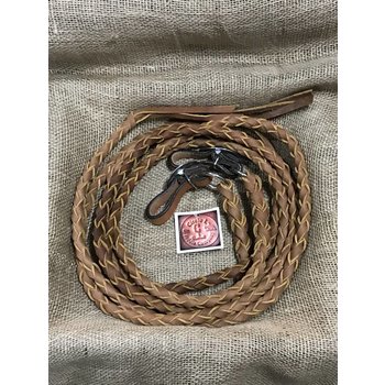 Lamprey Leather Braided Split Reins with Buckle End - Brown