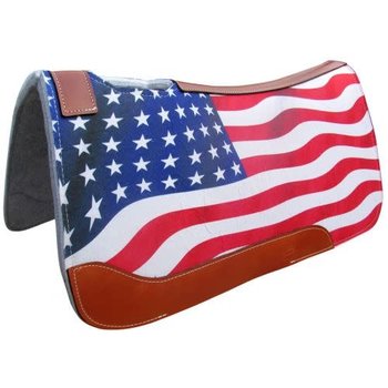 Showman American Flag Printed Solid Felt Saddle Pad - 31"x32"