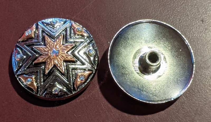 1.25" Concho - Silver with Copper Star and Crystals