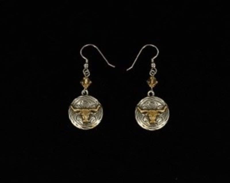 Earrings - Round w/Long Horn