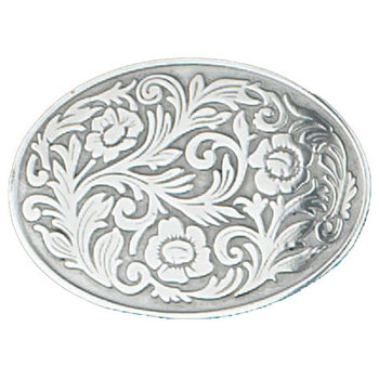 Belt Buckle - Oval with Floral Pattern