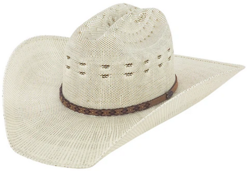 Bent Rail Blaine Cattleman, Ivory/Chocolate - Bangora Straw