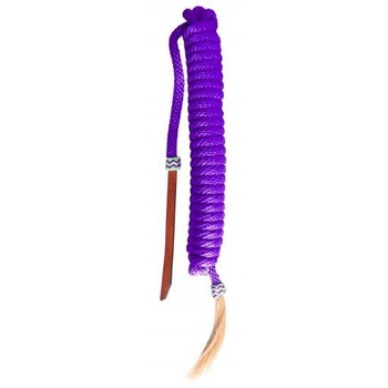 Showman Mecate Reins - Purple Nylon with Horse Hair Tassel - 23'
