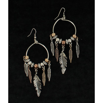 Earrings - Feather Drop Hoop Style