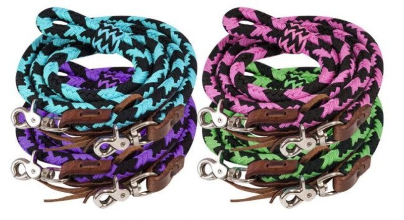 Showman Nylon Roping Rein - 8' Braided with Snaps