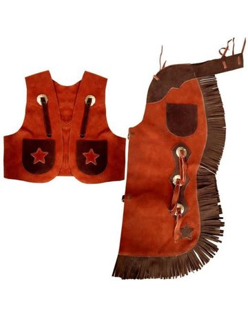 Showman Children's Chap & Vest Set - Small Brown