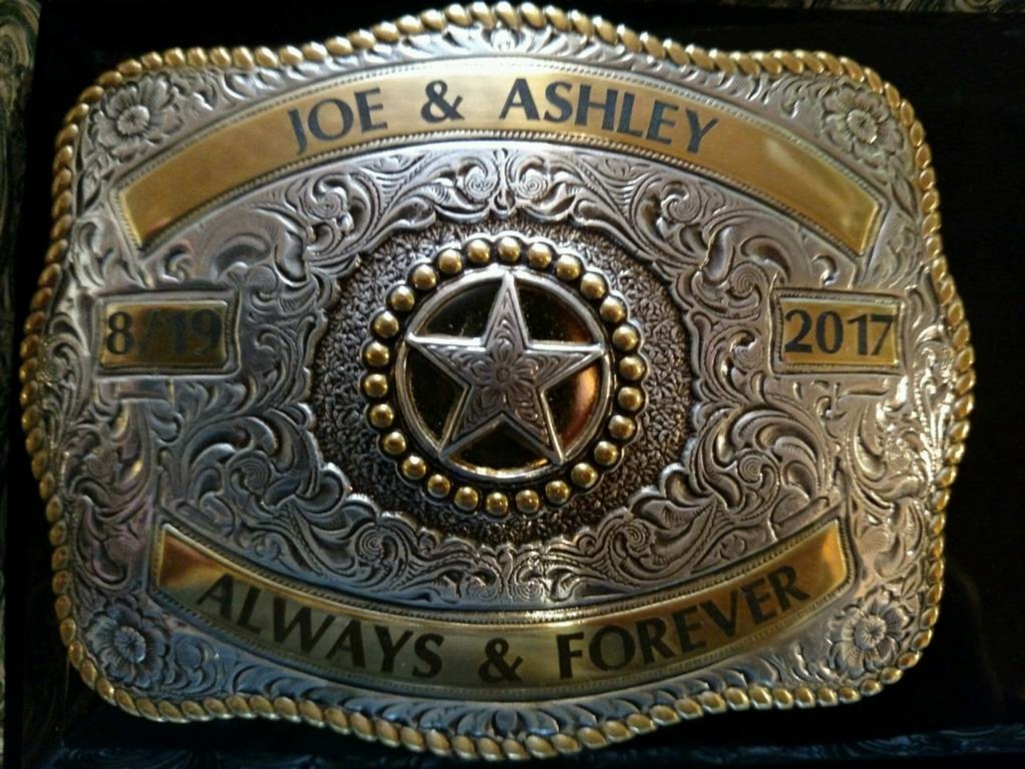 Custom Engraved Crumrine Belt Buckle 31/4"x41/4" Gass Horse