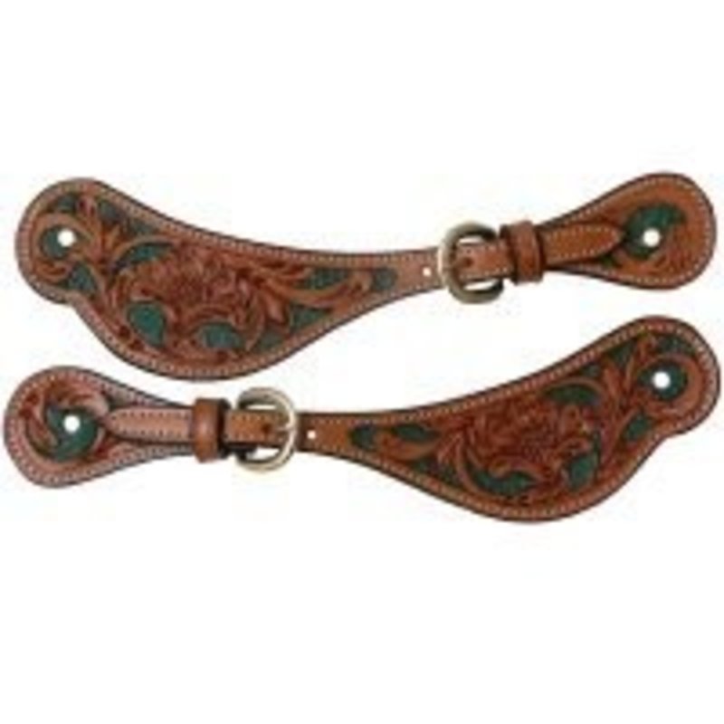 Intrepid Western 2-Tone Floral Stamped Spur Straps