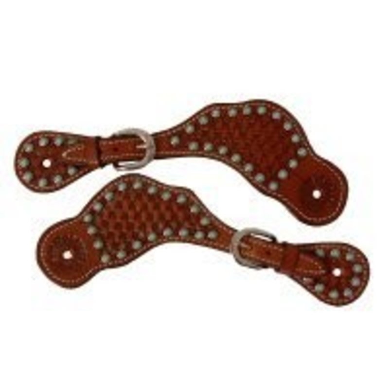 Intrepid Western Basketweave Spur Straps w/Turquoise Dots