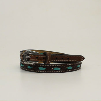 Hat Band - Brown Leather with Turquoise Lacing