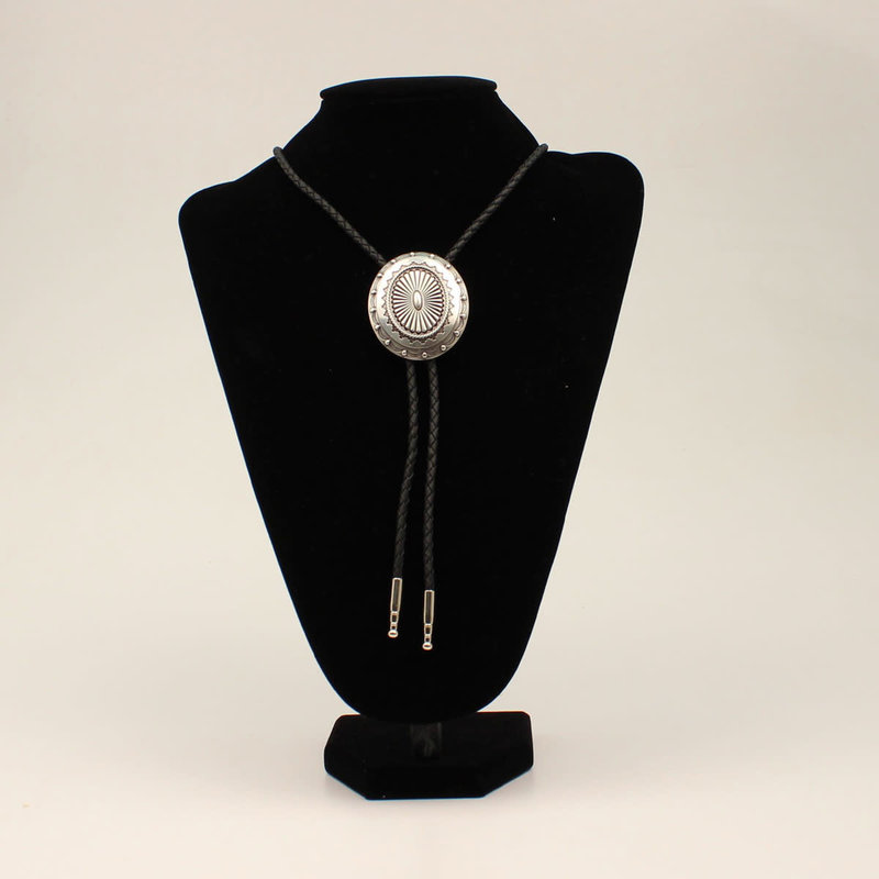 Bolo Tie - Silver Oval Western Concho