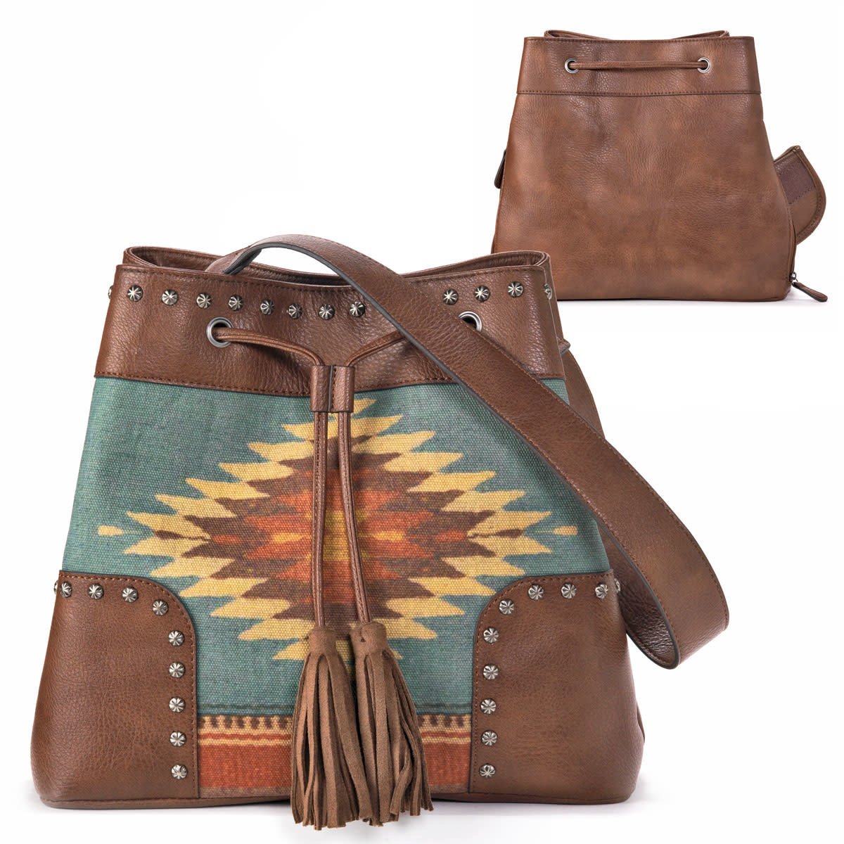 Elle Aztec Strap Bucket Bag