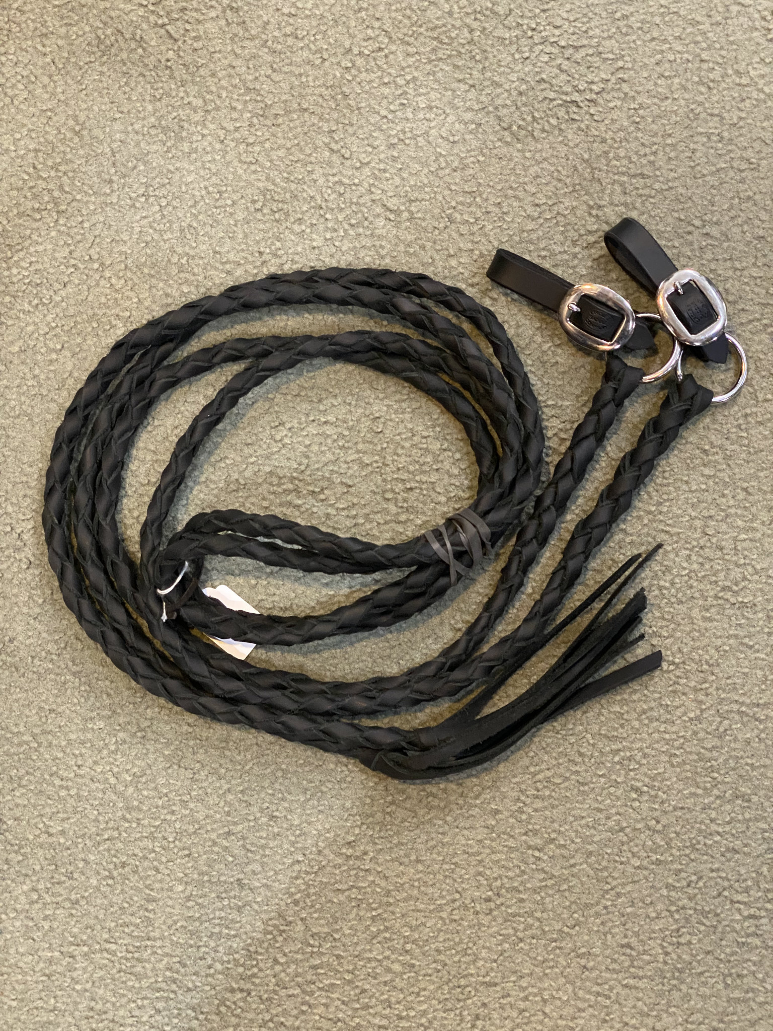 Round Braided Leather Split Reins - 7' - Gass Horse Supply
