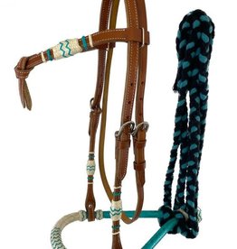 Showman Bosal Bridle - Showman with Turquoise Accents
