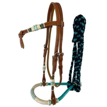 Showman Bosal Bridle - Showman with Turquoise Accents