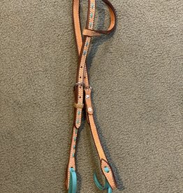 Circle L Circle L One Ear Headstall, w/Teal Lace - Horse Size