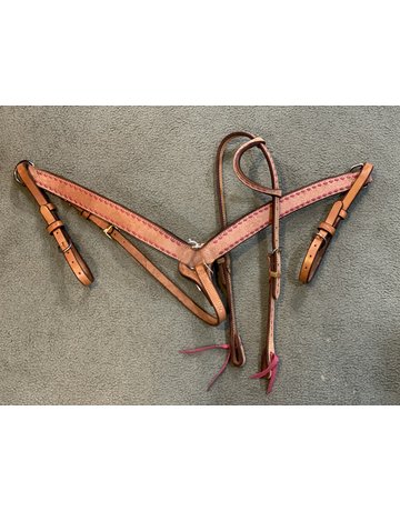 Circle L Circle L One Ear Headstall, w/Pink Lace & Match Breast Collar