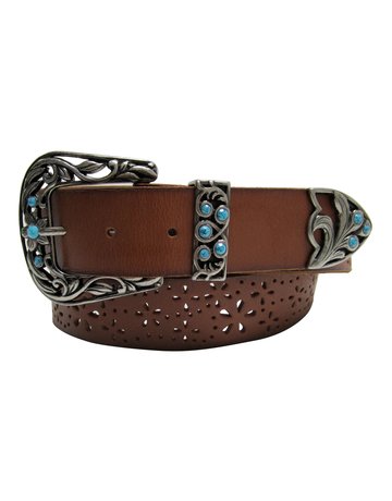 Adult - Three Piece Turquoise Perforated Belt