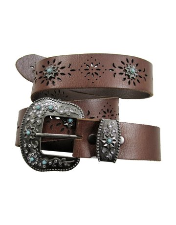 Adult - Two Piece Turquoise Perforated Belt