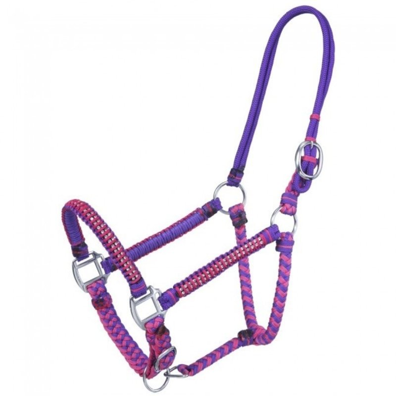 Tough-1 Braided Cord Halter with Crystal Accents - Horse Size