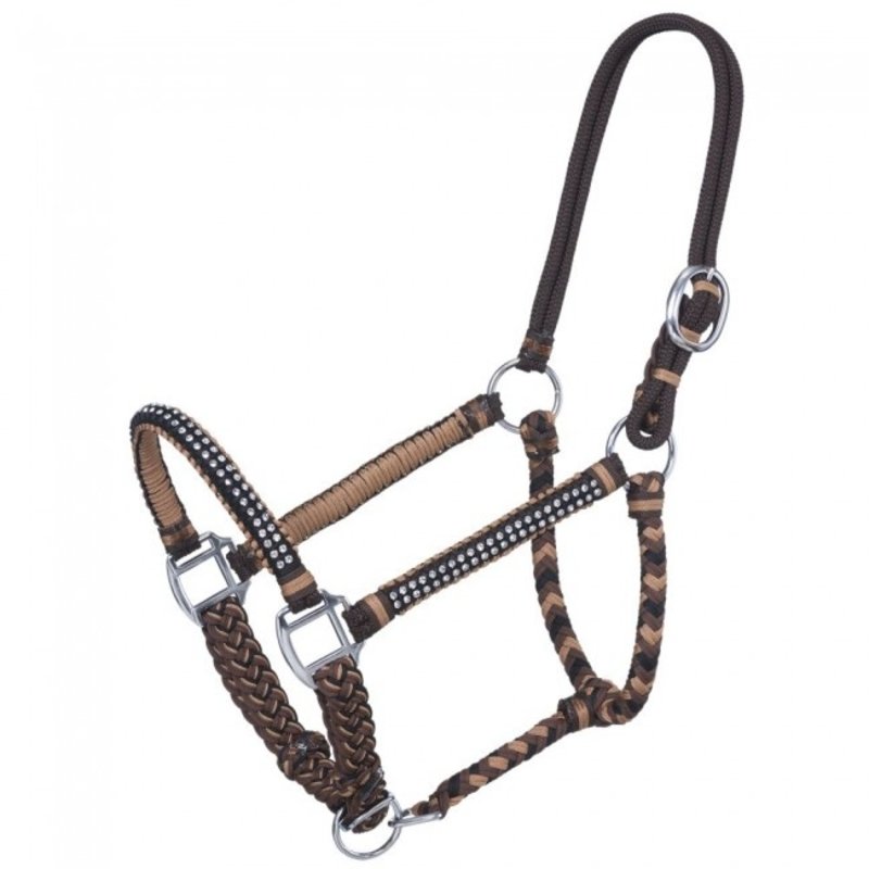 Tough-1 Braided Cord Halter with Crystal Accents - Horse Size