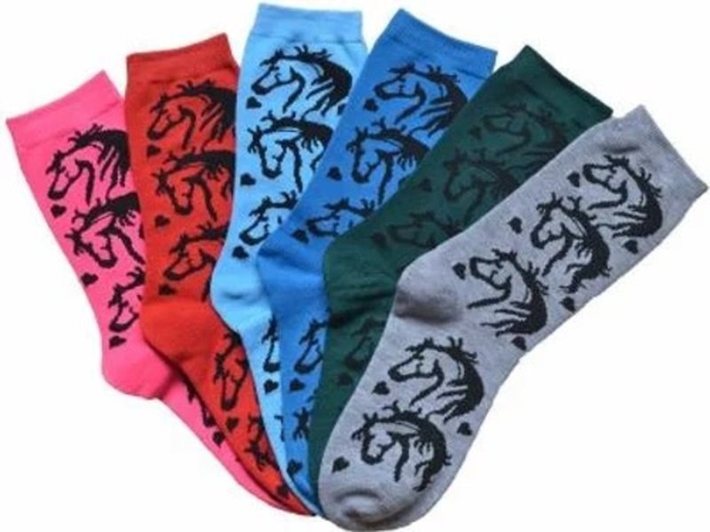 AWST Socks - "Lila" Horse Head Crew