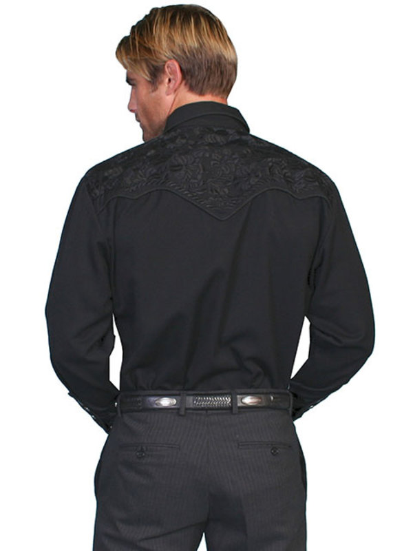 Scully Leather Men's Scully Floral Tooled Snap Front Shirt