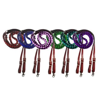 Showman Showman Nylon Braided Roping Rein with Leather Ends, 8' (Various Colors)