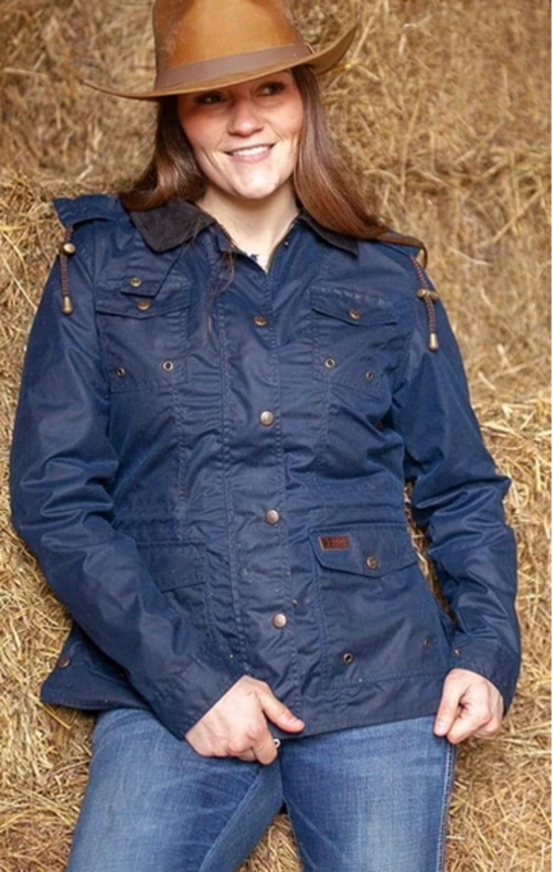 Outback Women's Outback Jill-A-Roo Oilskin Jacket, Navy