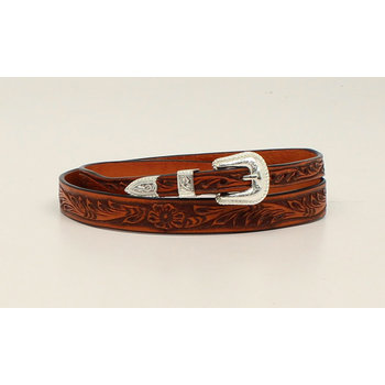 Hat Band - Floral Tooled Brown Leather