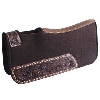 Showman Showman Brown Felt Pad with Tooled Wear Leathers, 24" x 24"