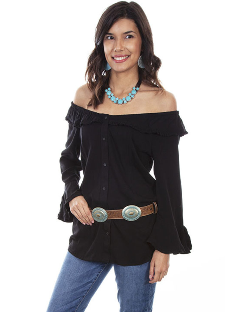 Scully Off Shoulder Shirt - Black 