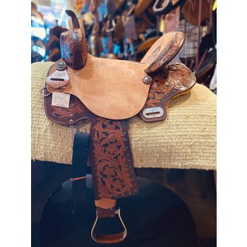 Wild Star 15" Wild Star Roughout Barrel Saddle - Floral Inlay Seat