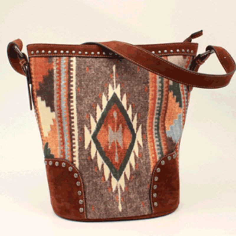 Elle Aztec Strap Bucket Bag