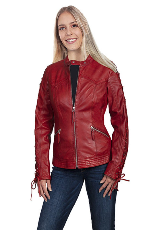 Scully Leather Women's Scully Laced Sleeve Leather Jacket